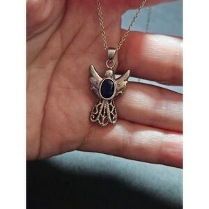 *Sale* Marsala vintage sterling silver angel pendant necklace 20"